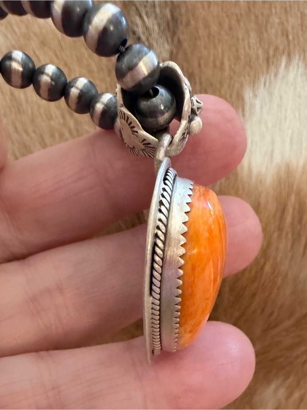 ❤️ Navajo Made Spiny Oyster Statement Puffy Heart Sterling Silver Pendant 16.4G - Picture 14 of 17
